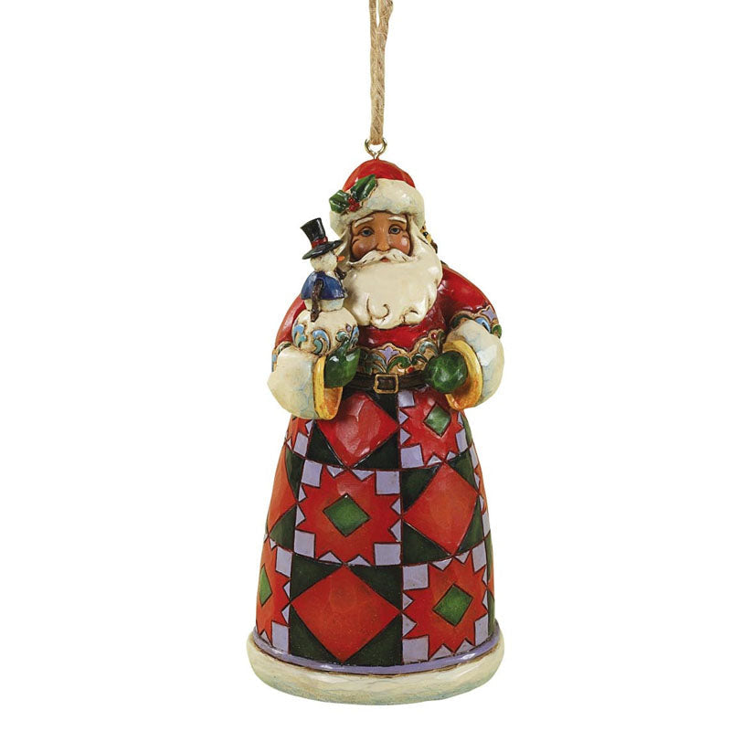 Jim Shore Santa with Toy Bag & Snowman Hanging Ornament 4027726