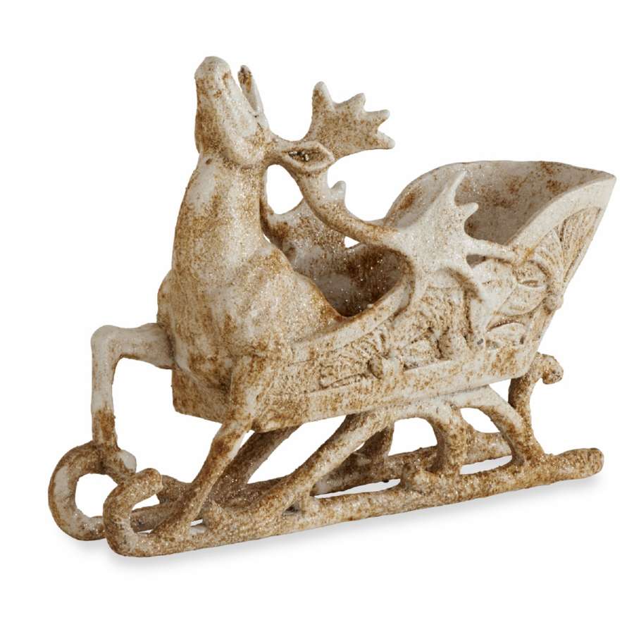 A fabolous decoration to buy in UK - K&K Interiors 51906A - Glitter and Rust Deer Sleigh