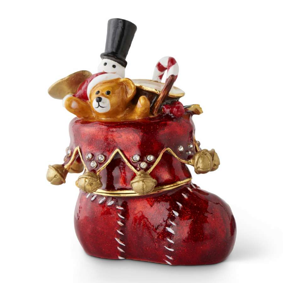 A fabolous decoration to buy in UK - K&K Interiors 53164A - Red Christmas Stocking Hinged Jewelry Box