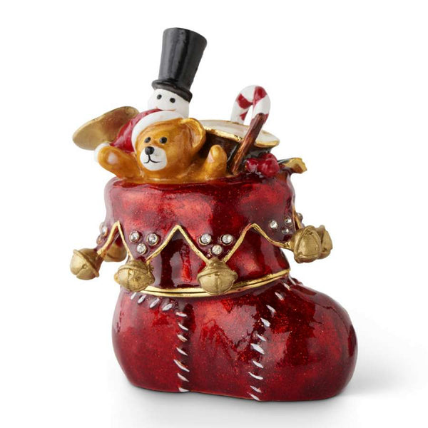 A fabolous decoration to buy in UK - K&K Interiors 53164A - Red Christmas Stocking Hinged Jewelry Box