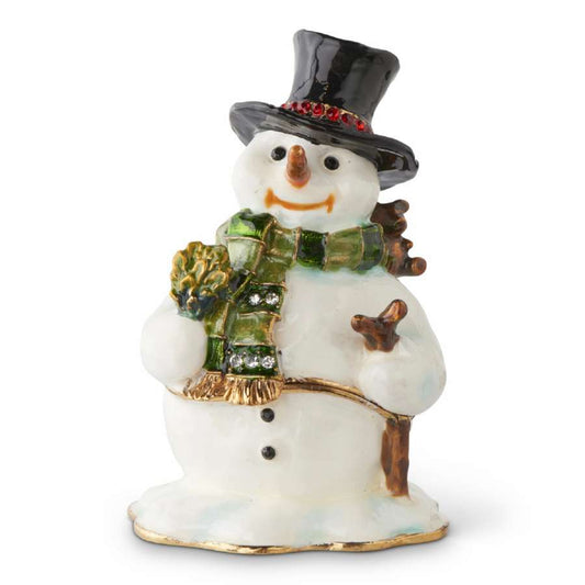 A fabolous decoration to buy in UK - K&K Interiors 53165A - Snowman Hinged Jewelry Box