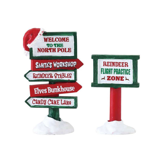 Lemax Village 74325 North Pole Signs, Set Of 2 74325 for sale in UK