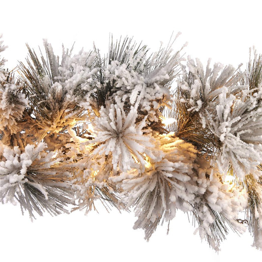 For sale in UK Flocker Needle Pine Garland with Lights ALS 78228