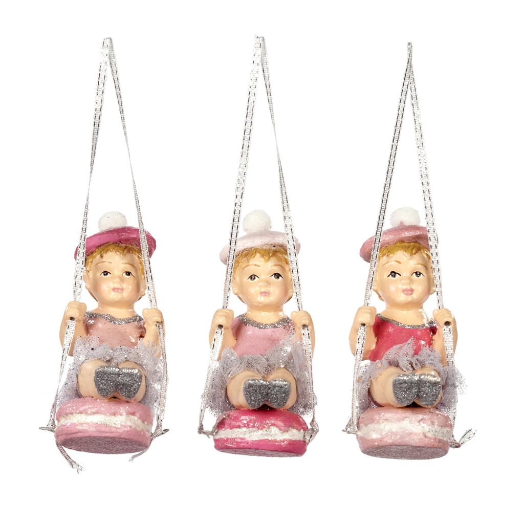 For sale in UK Girl on Macaron Swinging 3 Assorted B 96355