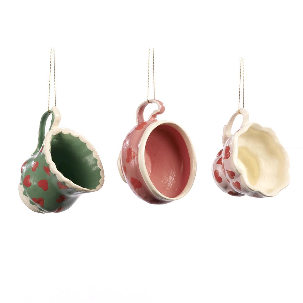 For sale in UK Heart Teacup Ornament 3 Assorted B 96413