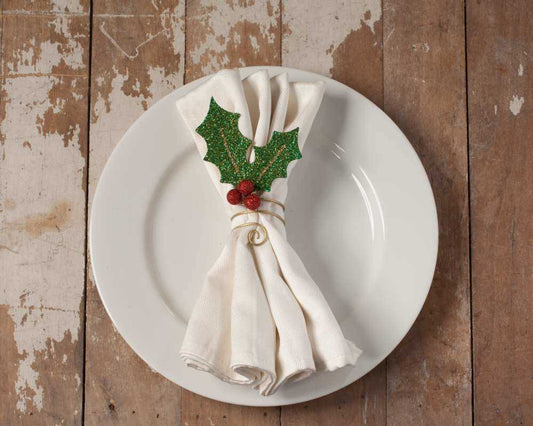 A fabolous decoration to buy in UK - TF8627 Bethany Lowe  Holly Leaf Napkin Ring