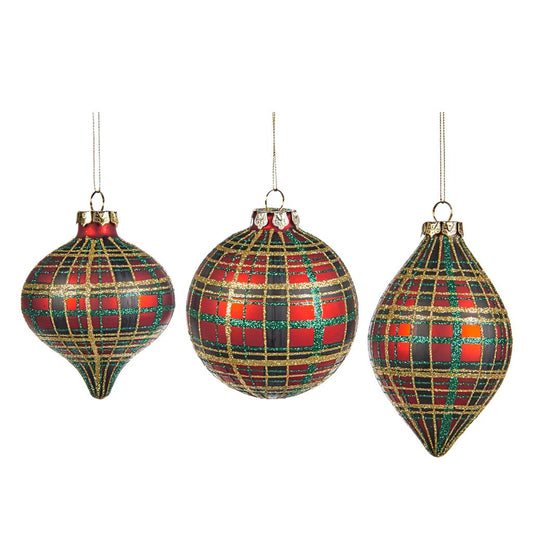 For sale in UK Glass Tartan Ball 3 Assorted C 15064