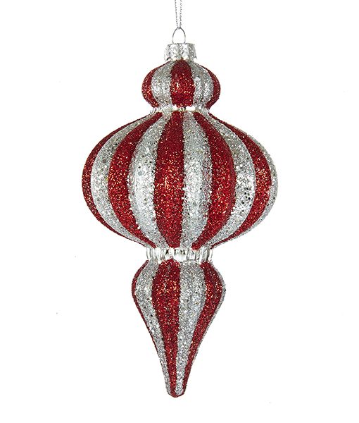 Kurt S. Adler NYC C4776 Red/Silver Molded Glass Finial