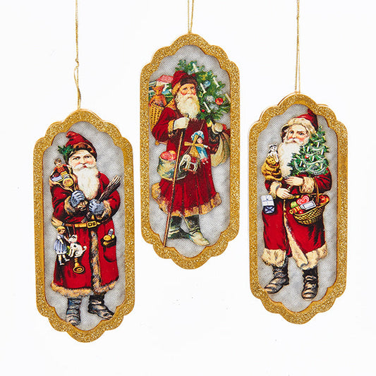 Kurt S. Adler NYC C6848 Vintag Cranberry Santa Frame 3 Assorted