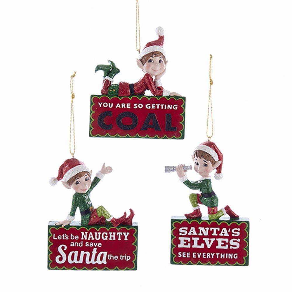 C7966 Kurt S. Adler Naughty elf ornament 3 assorted