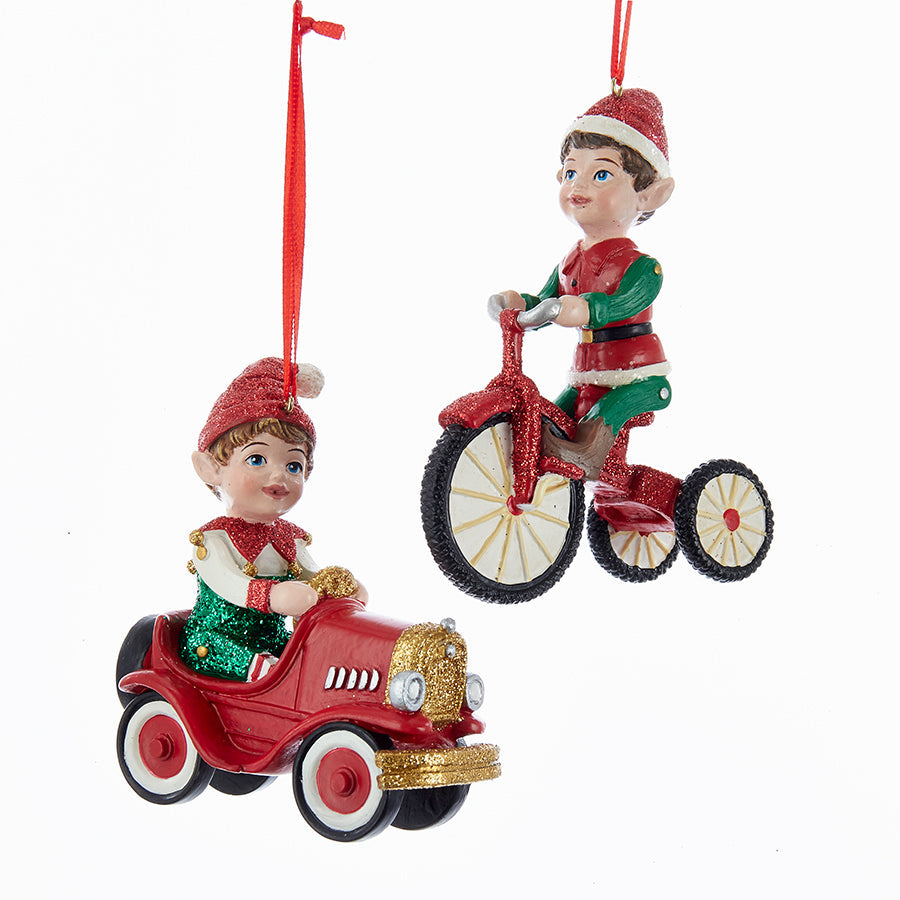 Kurt Adler NYC C7995 North pole elf car/tricycle ornament