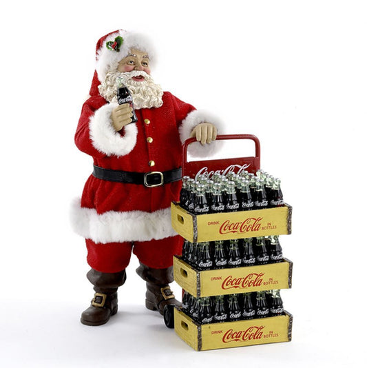 Kurt Adler NYC CC5151 Coca-Cola Santa With Delivery Cart Tabletop