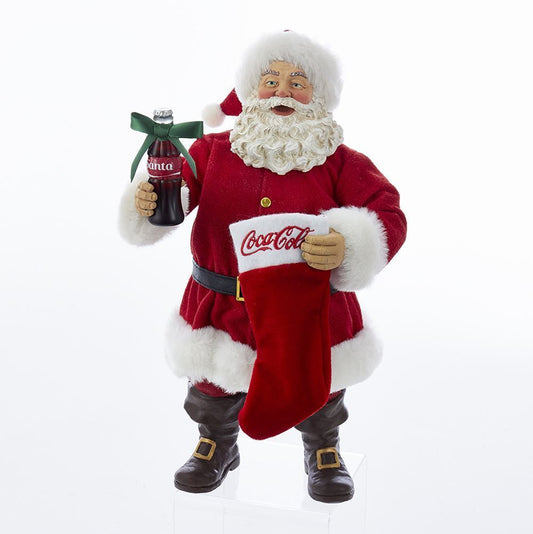 Kurt Adler NYC CC5172 Coca-Cola Santa With Coke Bottle and Stocking