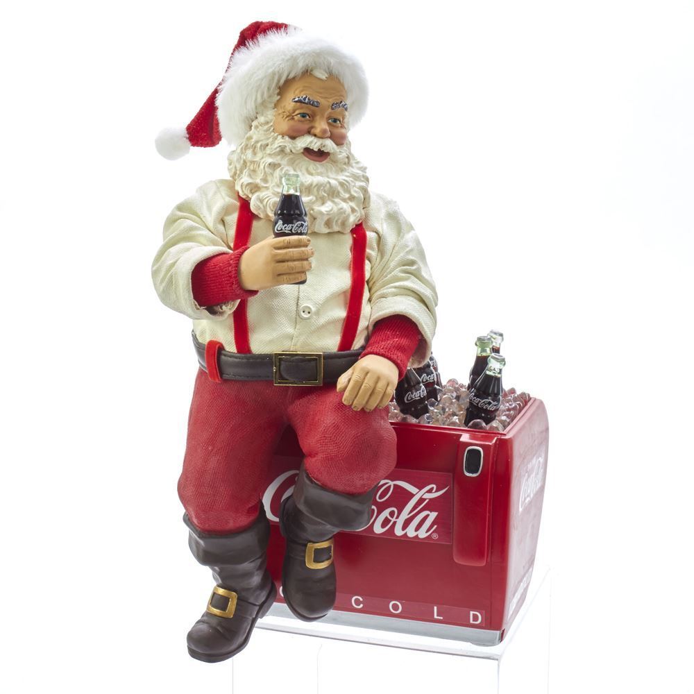 Kurt Adler NYC CC5191 Coca-Cola Santa On Cooler Tabletop Decoration