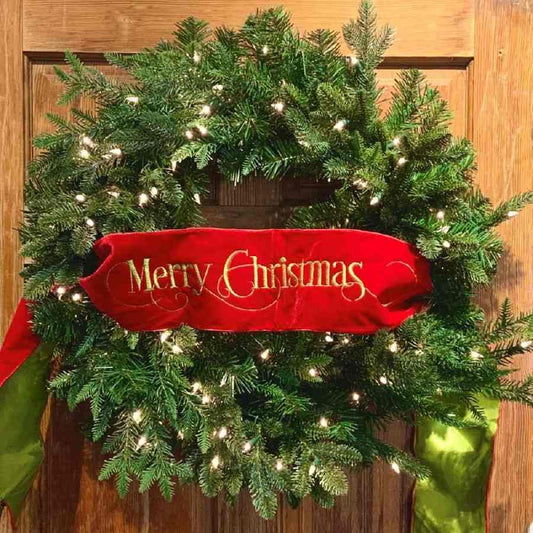 A fabolous decoration to buy in UK - D. Stevens Velvet Embroidery Banner Merry Christmas