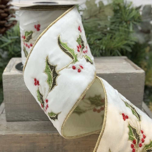 A fabolous decoration to buy in UK - D. Stevens Holly Embroidery Ribbon