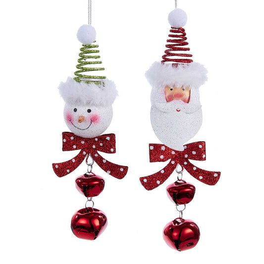 Kurt S. Adler NYC D2412 Snowman/Santa Head Bell 2 Assorted