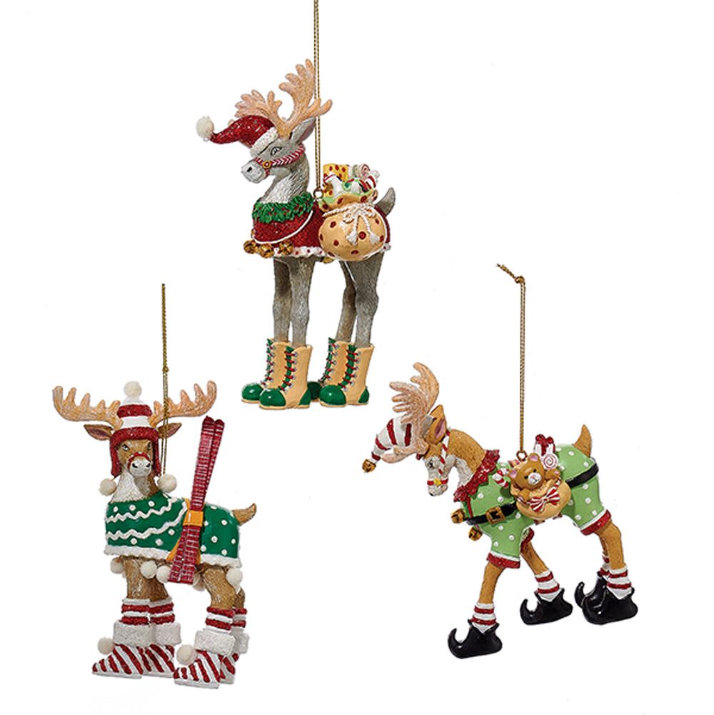 Kurt S. Adler NYC D2852 Christmas Deer Ornament 3 Assorted