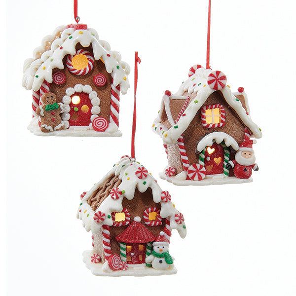 Kurt S. Adler NYC D2881 Gingerbread Led House Ornament 3 Assorted