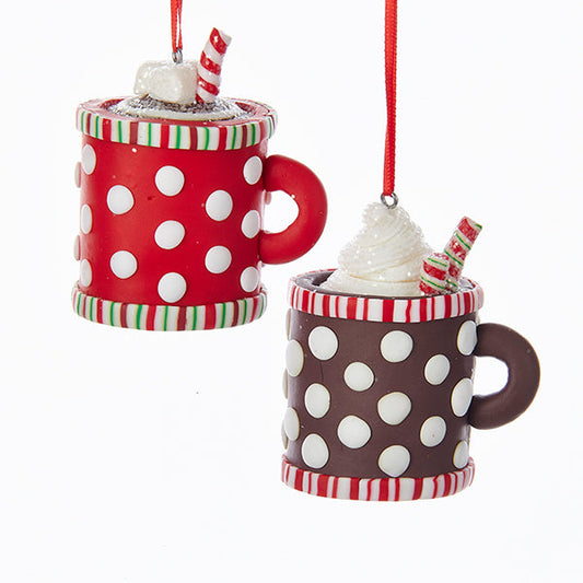 Kurt S. Adler NYC D3059 Claydogh Hot Cocoa Cup Ornament 2 Assorted