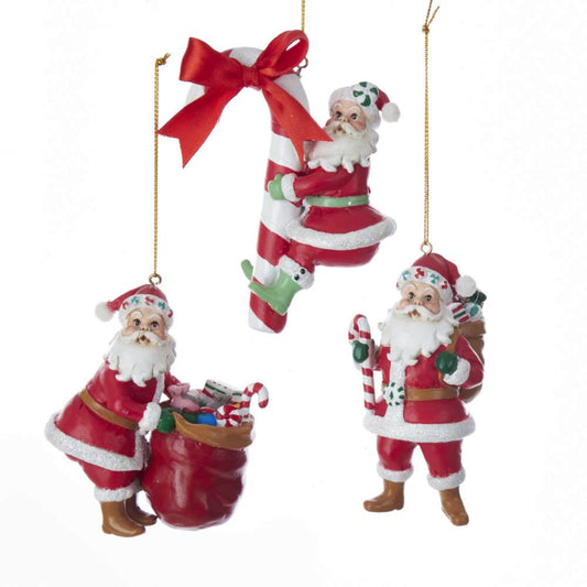 D3293 Kurt S. Adler Candy santa ornament 3 assorted