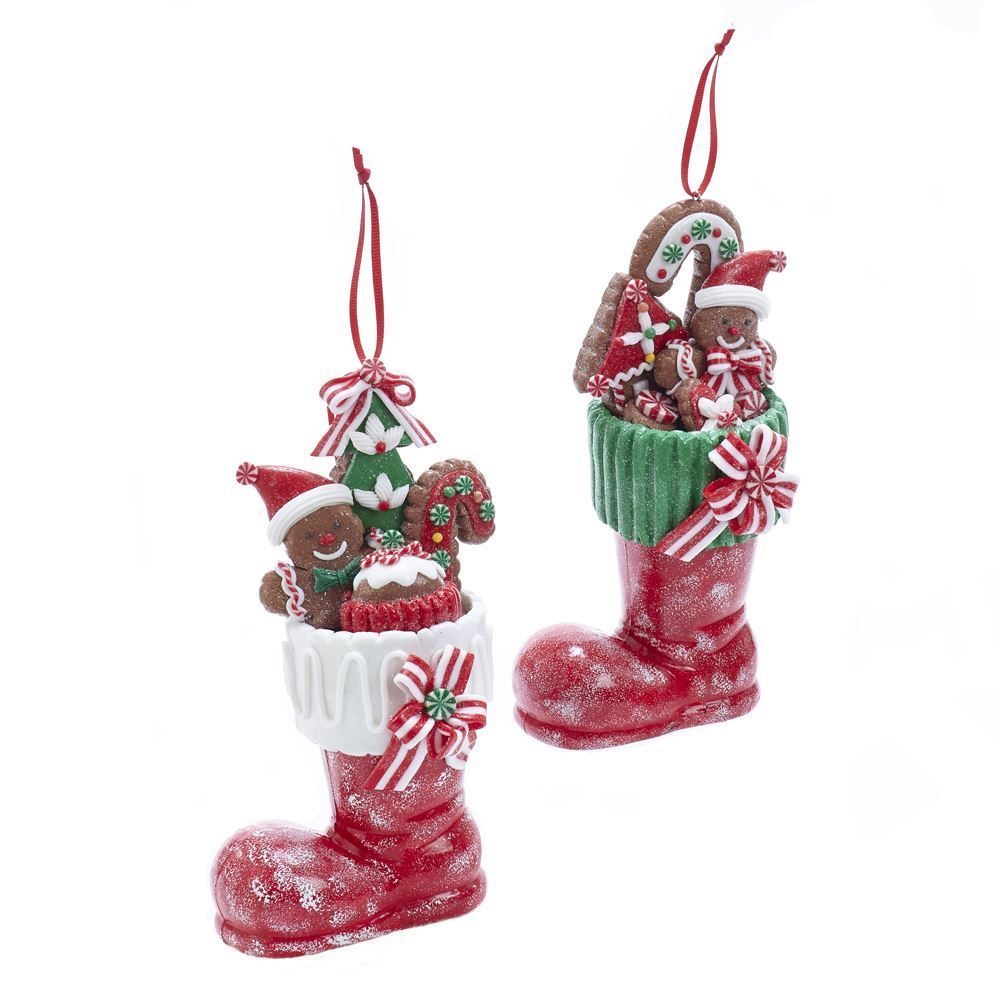 Kurt Adler NYC D3614 Gingerbread Man In Boot Ornaments, 2 Assorted