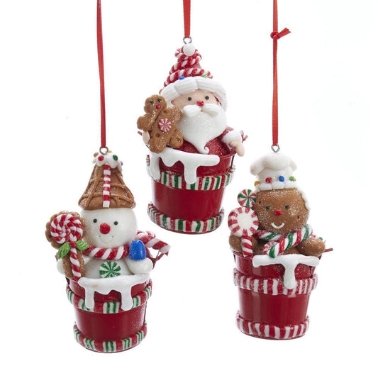 Kurt Adler NYC D3624 Santa, Gingerbread man and Snowman Bucket