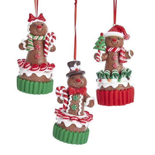 Kurt Adler NYC D3636 Gingerbread Miniature Cupcake Ornaments