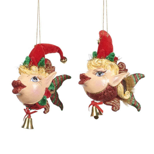 For sale in UK Goodwill Belgium B 92352 Xmas Elves Fish Ornaments