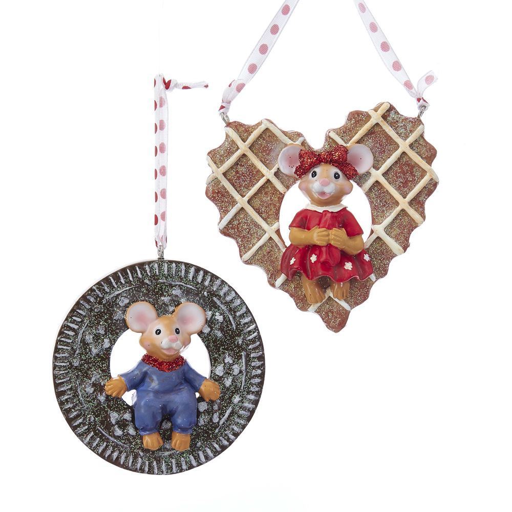 Kurt Adler NYC H5142 Cookie Mouse Ornaments, 2 Assorted 