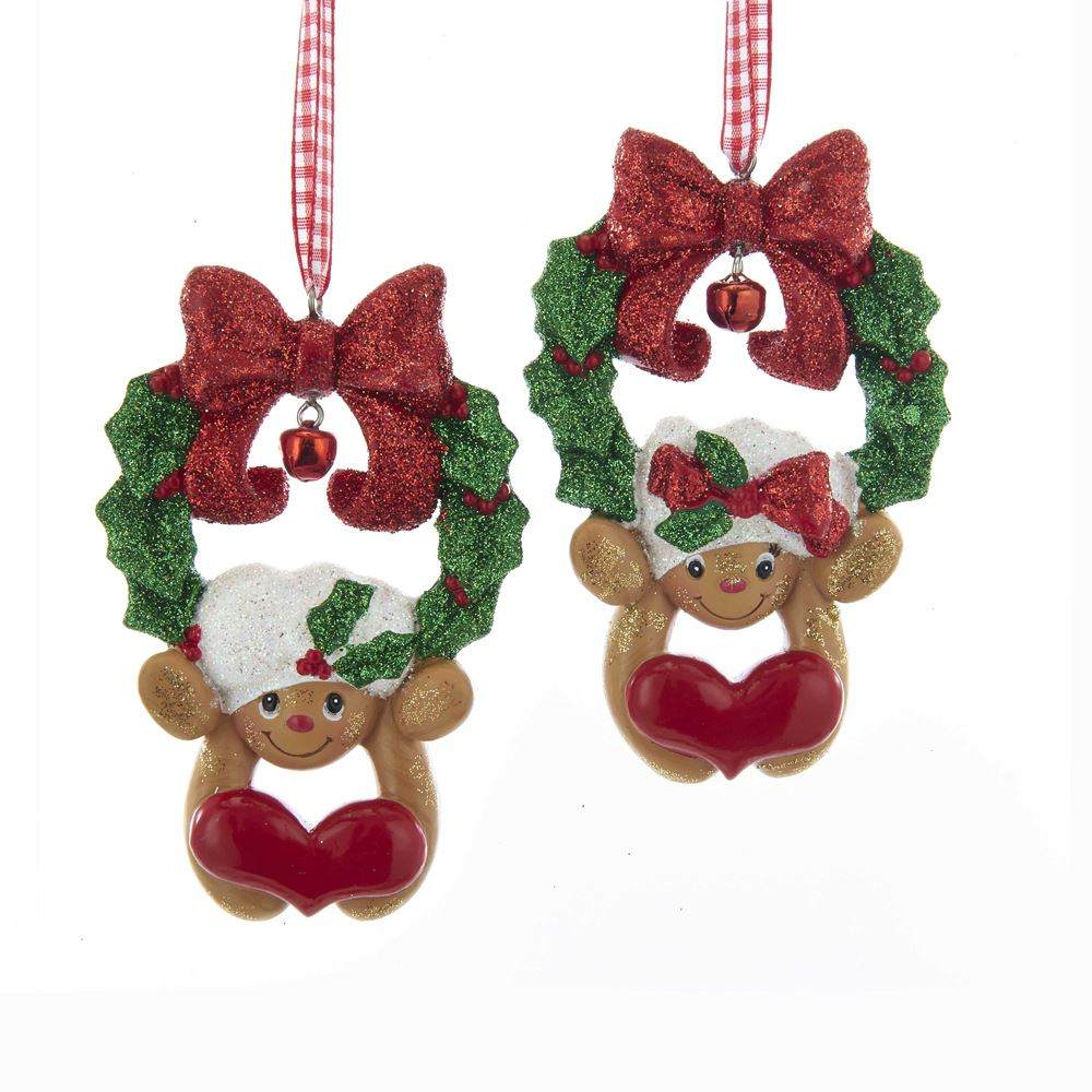 H5525 Kurt S. Adler Gingerbread boy & girl wreath 2 assorted