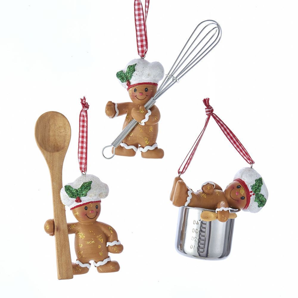 Kurt Adler NYC H5548 Gingerbread Boy Utensil Ornaments, 3 Assorted 