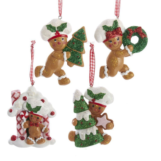 Kurt Adler NYC H5550 Gingerbread Children Cookie Ornaments, 4 Assorted 