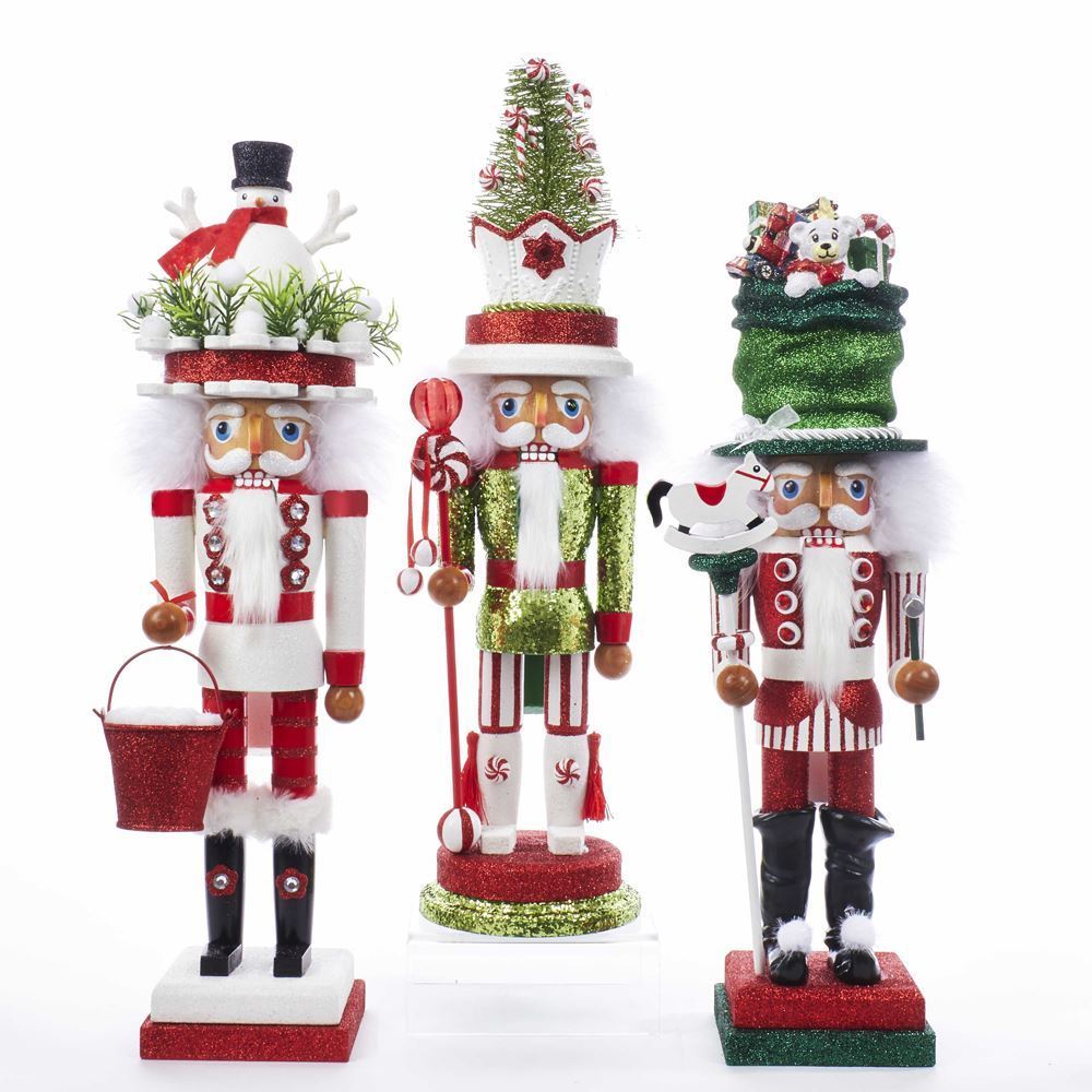 Kurt Adler NYC HA0412 Hollywood Snowman Hat, Toy Maker Hat and Candy Hat Nutcrackers