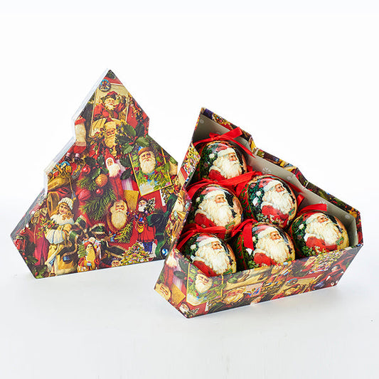 Kurt S. Adler NYC J8189 Decoupage Christmas Balls 6pc box