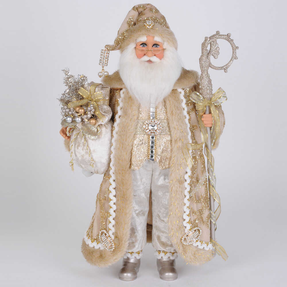 A fabolous decoration to buy in UK - Karen Didion Originals Lighted Ivory & Gold Elegance Santa CC18-51