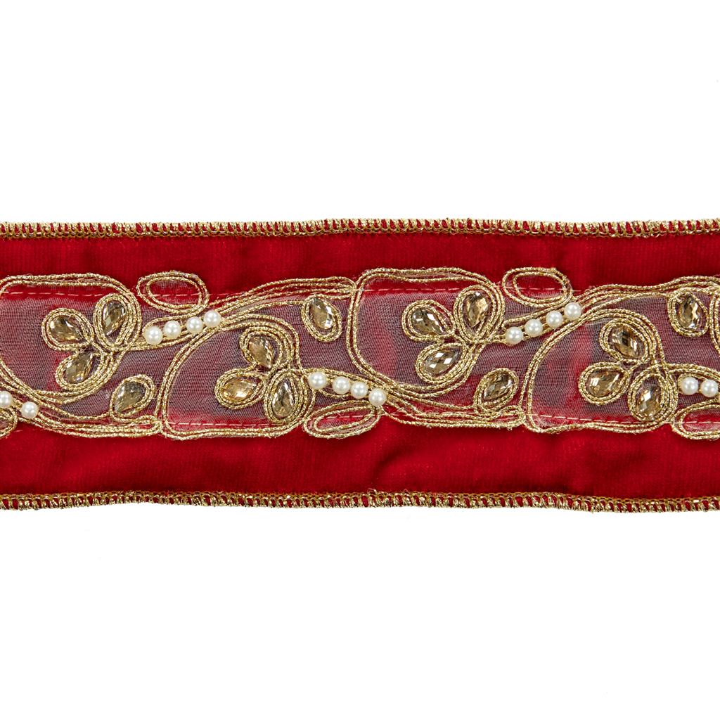 A fabolous decoration to buy in UK - Katherine's Collection Velvet Holiday Jewel Ribbon Red L05-805386 L05-805386