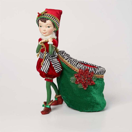 A fabolous decoration to buy in UK - KC 28-128276 Katherine's Collection Merry Bright Elf with Bag