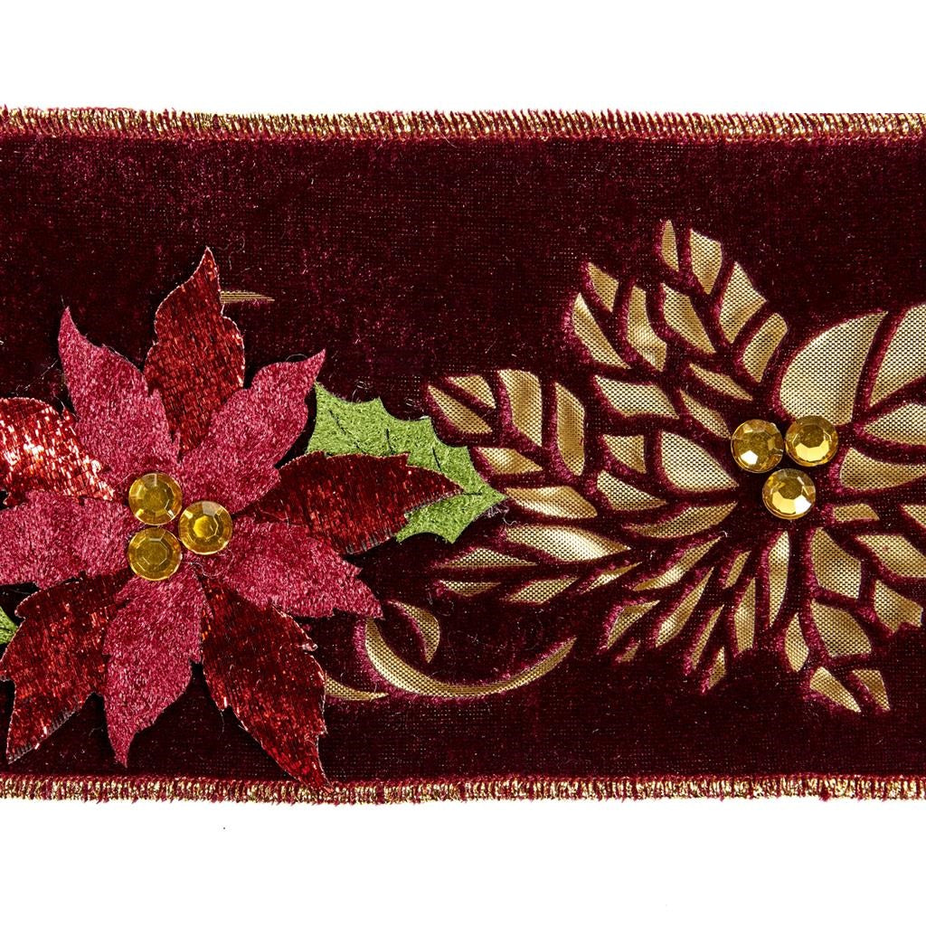 A fabolous decoration to buy in UK - Katherine's Collection Cut Out Poinsettia Ribbon Burgundy 08-783543 08-783543