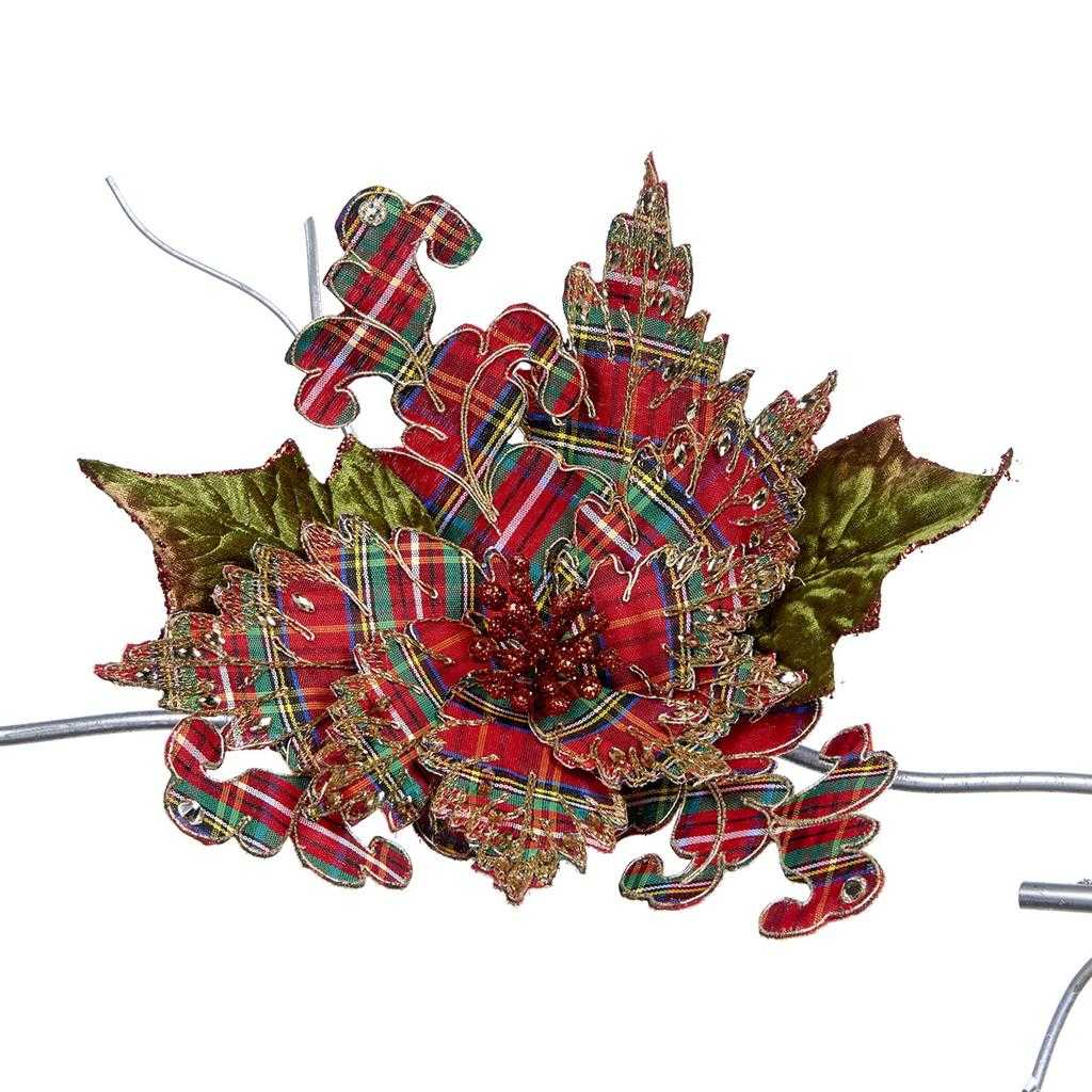 Katherine's Collection Wishes Plaid Poinsettia On Clip KC 33-933611