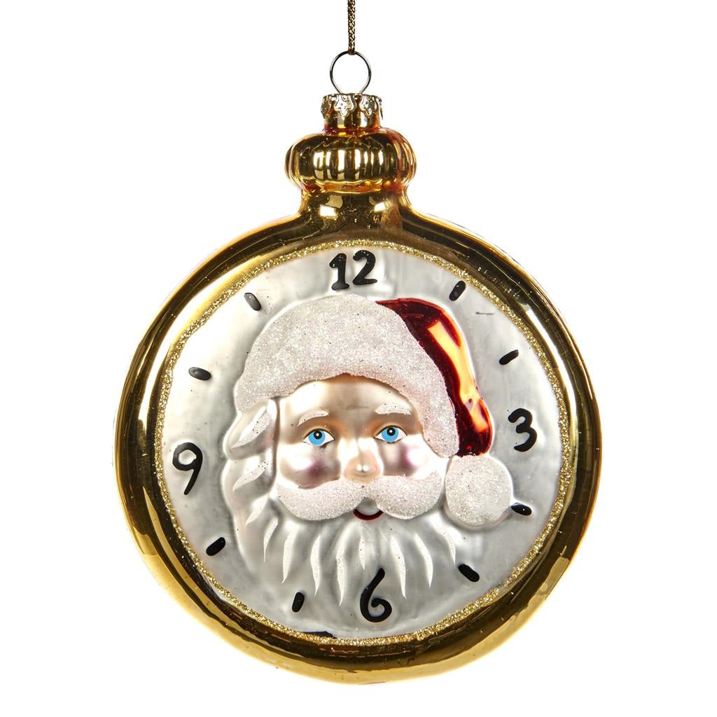 A fabolous decoration to buy in UK - Katherine's Collection Glass Santa Pocket Watch Ornament KC C 18-749379