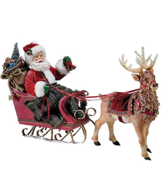 Kurt Adler 10" Santa In Sleigh With Deer C7339