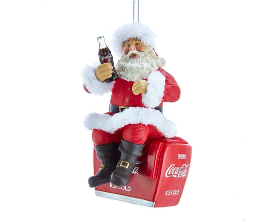 Kurt Adler 4" Coke Santa On Cooler Ornament CC9172