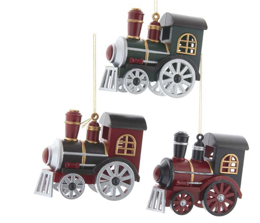 Kurt Adler D3719 Blow Mold Locomotive Ornament3 Assorted