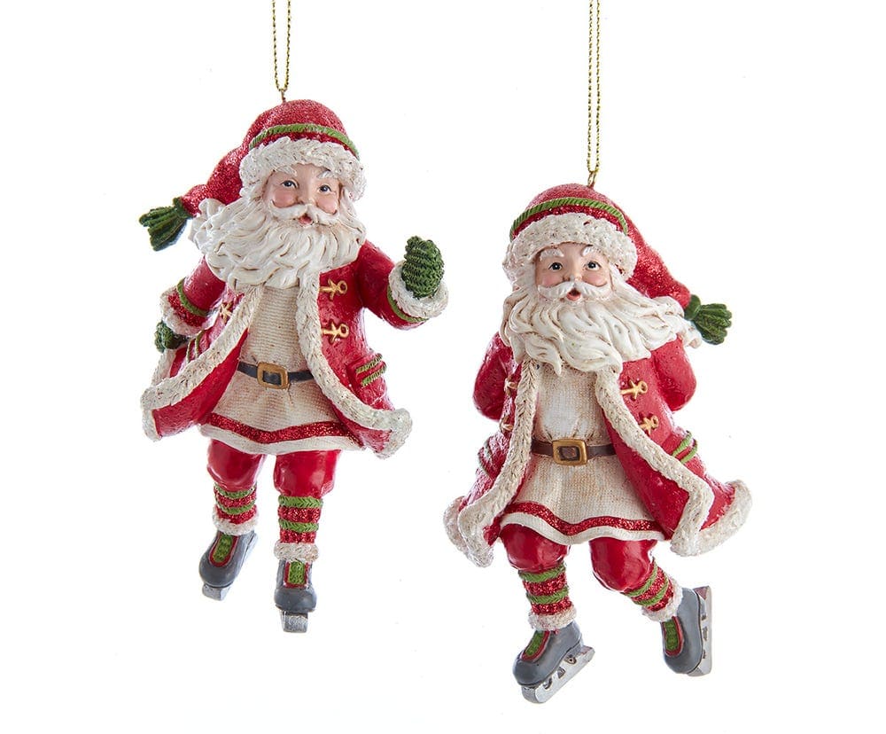 Kurt Adler 4.75" Resin Skating Santa Ornament 2 Assorted E0563