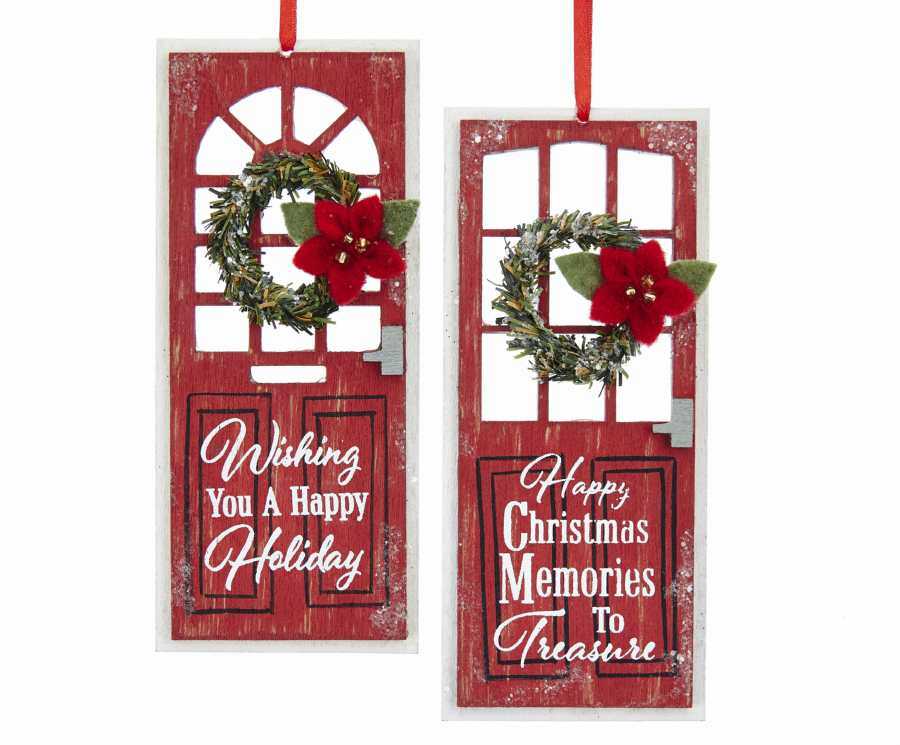 Kurt Adler G0197 Wooden Red Christmas Door Ornament2 Assorted