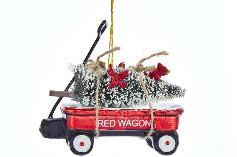 Kurt Adler NB1449 Noble Gems Glass Red Wagon Orn