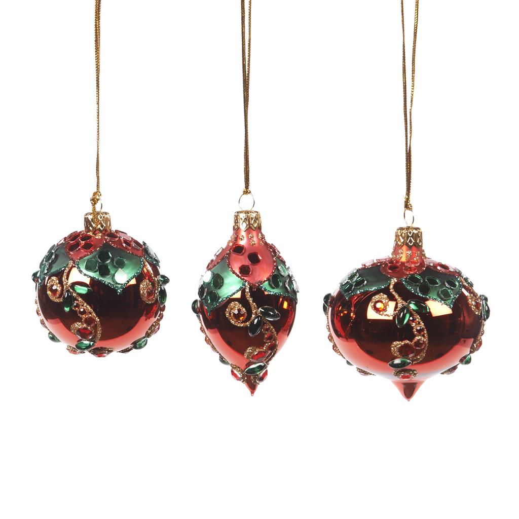 For sale in UK Glass Mini Floral Ball Ornament 3 Assorted L 20184