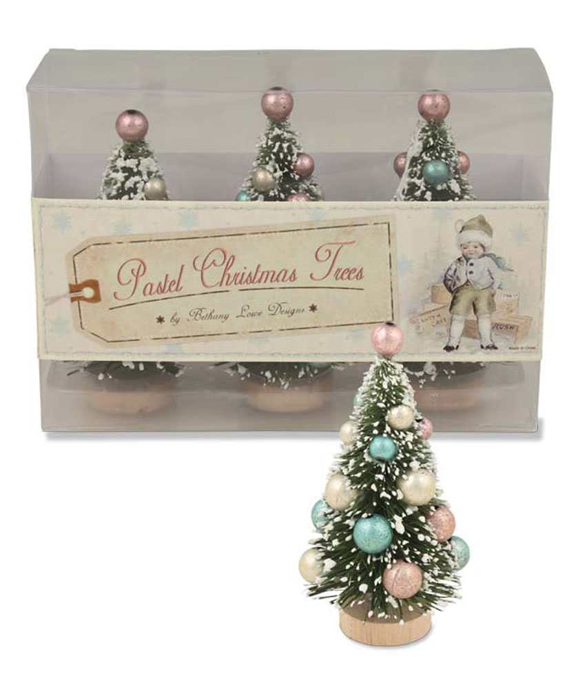 A fabolous decoration to buy in UK - LG4432 Bethany Lowe Pastel Mini Christmas Trees in Box