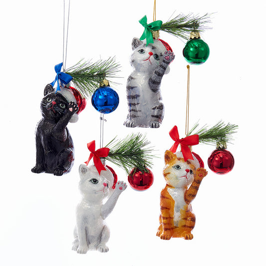 Kurt S. Adler NYC NB1141 Noble Gems Glass Xmas Cat 4 Assorted